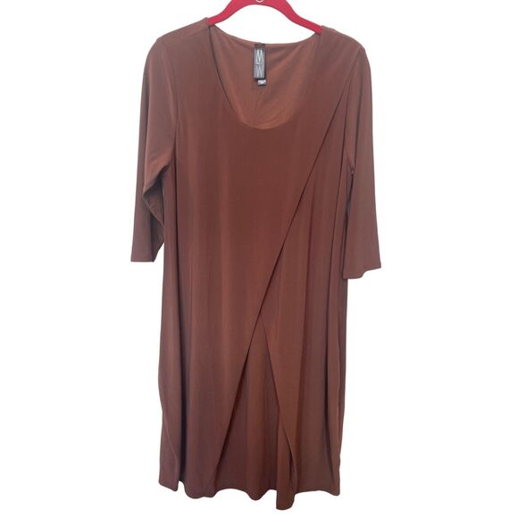 Marla Wynne 3/4 Sleeve Tulip Balloon Dress Tunic Slinky Wrinkle Resistant M - Picture 1 of 4